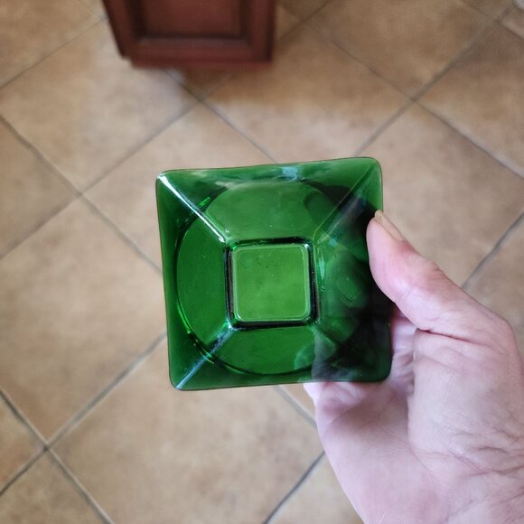 MCM Anchor Hocking Ruby & Emerald Glass Ashtray Set Nesting - Picture 7 of 13